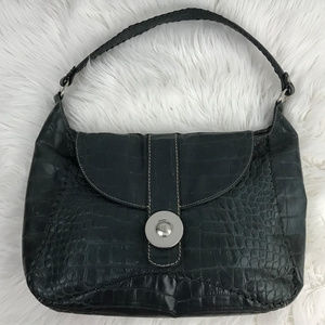 Donald J. Pliner Gray Embossed Hobo Shoulder Bag